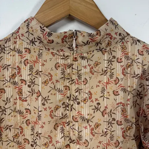 En Saison Top Women S Cream Ditsy Floral High Neck Puff Sleeve Contemporary