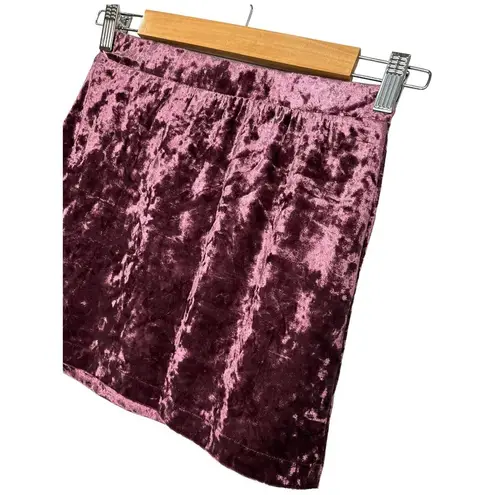 Abound New Nordstrom  Crushed Velvet Velour Mini Retro 90s Y2K Skirt Burgundy XS