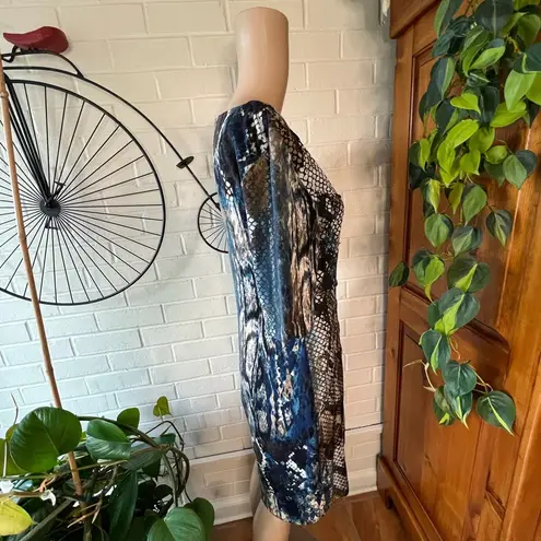 Connected Apparel multicolor abstract print bodycon dress size 6 EUC