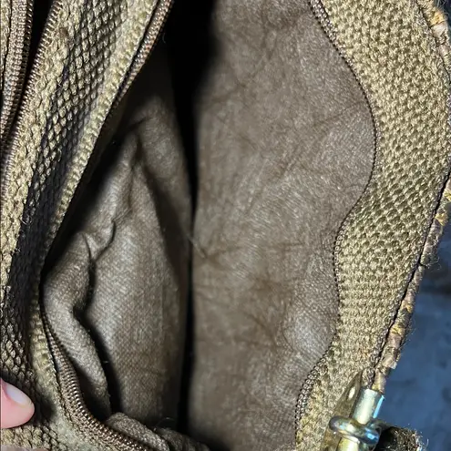 Vintage M & G Bertini Gold Brown Metallic Weave Bag with Woven Rope Handles