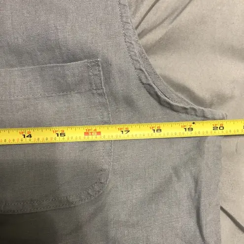 St. Tropez West 100% Linen Gray Zip Hooded Vest - Size Large