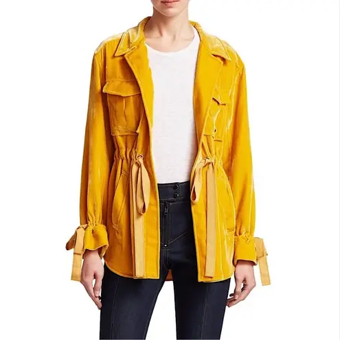 Cinq à Sept Mathieu Velvet Utility Jacket in Sunflower, Size Medium, EXCELLENT Gold