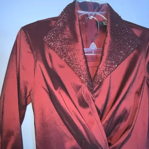 Tadashi Shoji Tadashi Collection Burgundy Wine Taffeta Christmas Party Formal Skirt Set 6