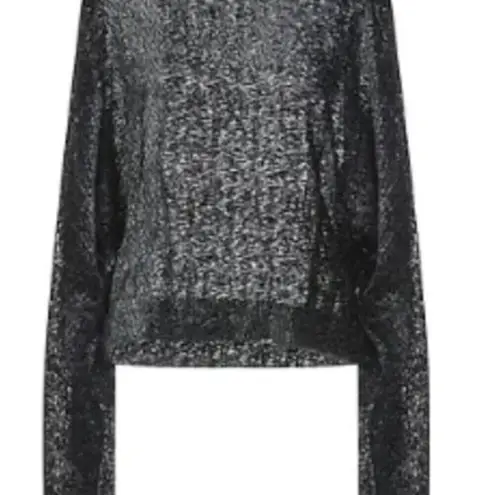 The Attico Woven Long Sleeve Blouse Black size 8 Size M