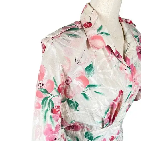 Vintage JB Too Floral Dress Womens Size *M Shirt Dress cherry blossom white pink Size M