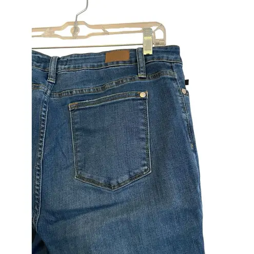 Judy Blue Relaxed Fit Mid-Rise Slim Jeans Women Size 32 Blue Faded Ankle Stretch