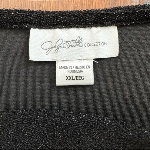 Jaclyn Smith COLLECTION, silver glitter, black short sleeve top, plus size XXL