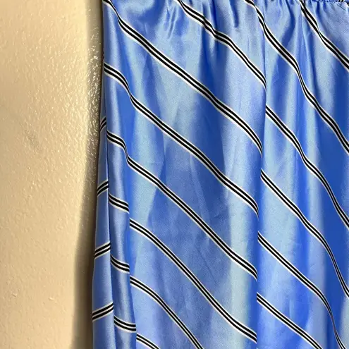 EXPRESS NWT  Asymmetrical Skirt SMALL Blue Striped Satin High Waist Elastic Waist