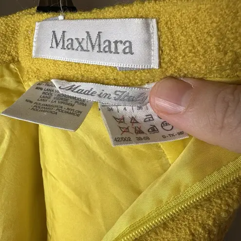 Max Mara  Y2K Made In Italy Goldenrod Yellow Nubby Wool Blend Lined Mini Skirt