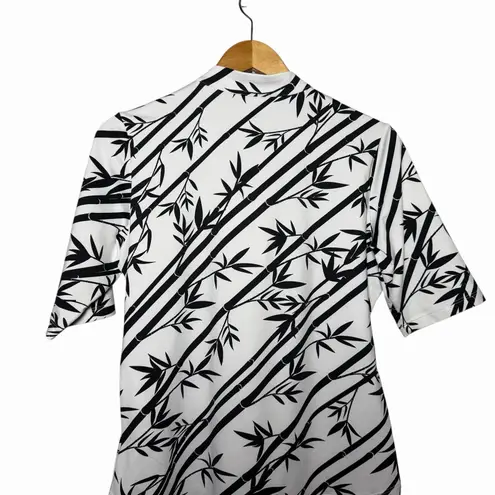 Tail Womens Golf Polo Top Size M Bamboo Stripe Black White Quarter Zip Stretch Size M