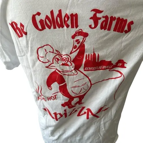 Tultex White Red Graphic Short Sleeve Crewneck “Be Golden Farm” T-Shirt