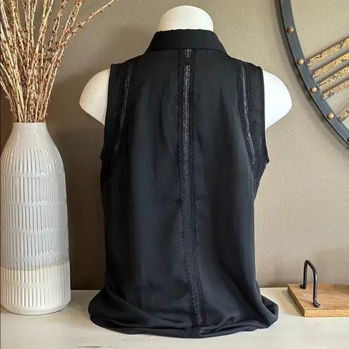 CAbi  Jagger Black Sleeveless Pintuck Button-Up Top Size Small