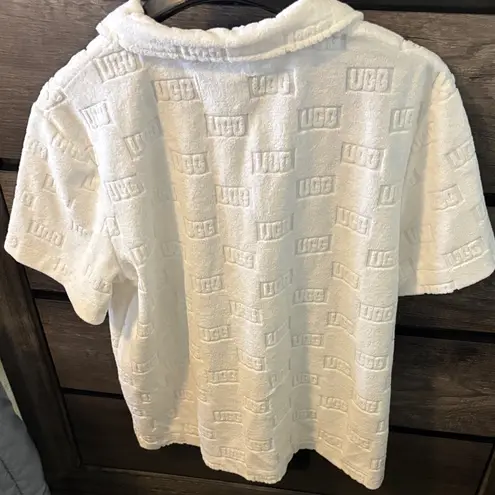 UGG  White Textured Polo Shirt