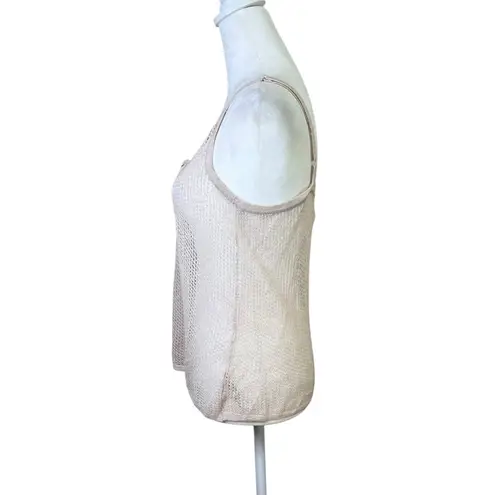 Eloise Anthropologie Crochet Knit Mesh Soft Layering Tank Top Babydoll Wool Sz M Tan Size M