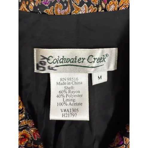 Coldwater Creek Women's Metallic Brocade Floral LS M Button Blazer Jacket - Image 4