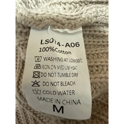 Lillusory Women's Beige Short Drop Sleeve Crew Neck Cropped Sweater Top Size M Size M