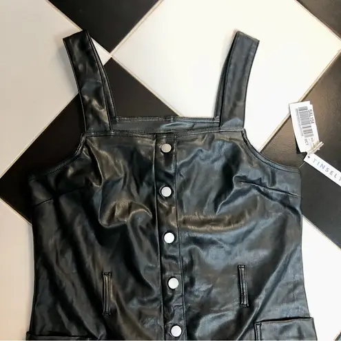 Tinseltown NWT Faux Leather Skirtalls Dress Black Wet Look Overalls Jumper Retro