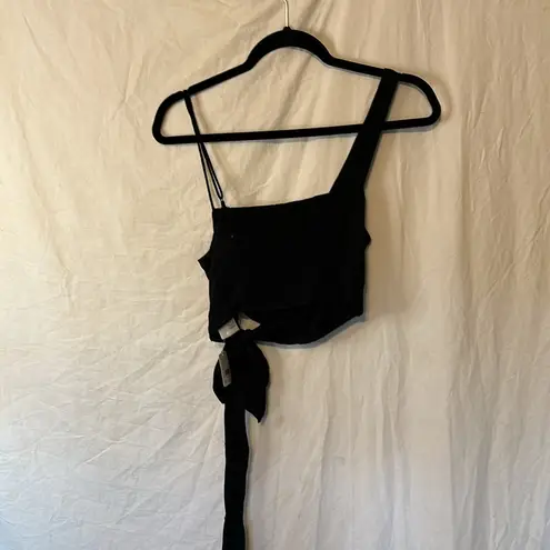 Free People  Women's Black 'Mila' Asymmetric Crop Top Size Large