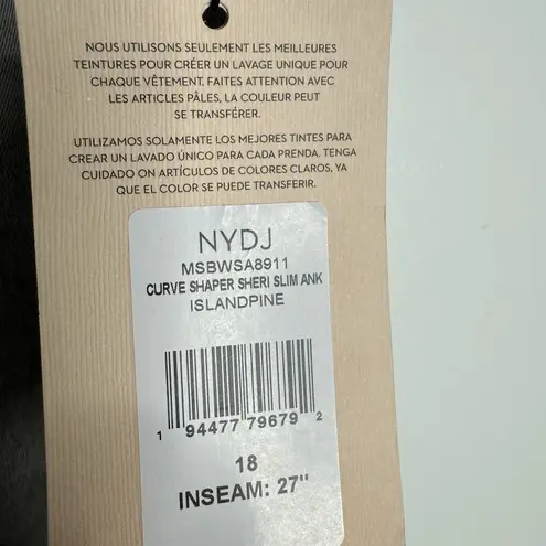 NYDJ NWT Sheri Slim Ankle Curve Shaper Islandpine Gray Size 18 Inseam 27"