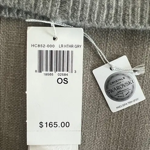 Carolyn Rowan Cashmere Baggy Beanie w/Scattered Swarovski Crystals, OS, NEW Gray