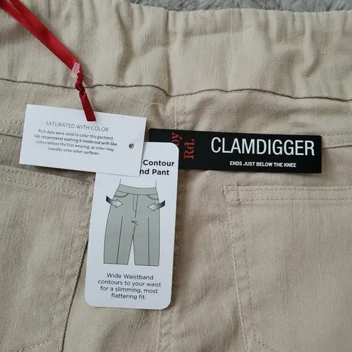 Ruby Rd Petite Chino Clamdigger Capri Pants Wide Waistband Khaki Size 14 Petite
