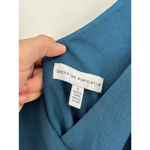 Dress the Population Jordan Ruched Side Slit V-Neck Cocktail Gown Size S