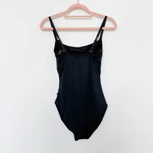 La Blanca NEW Island Goddess One Piece Swimsuit Black Medium Minimalist Luxe