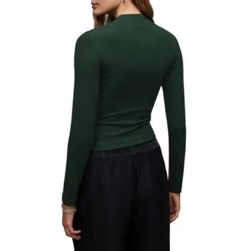 ALLSAINTS Rina Long Sleeve Roll Neck Tee in Sycamore Green Small New Womens Top