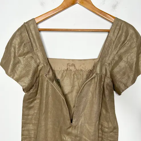 TAYLOR Linen Gold Dress Womens 12 Christmas Holiday Special Occasion New Years