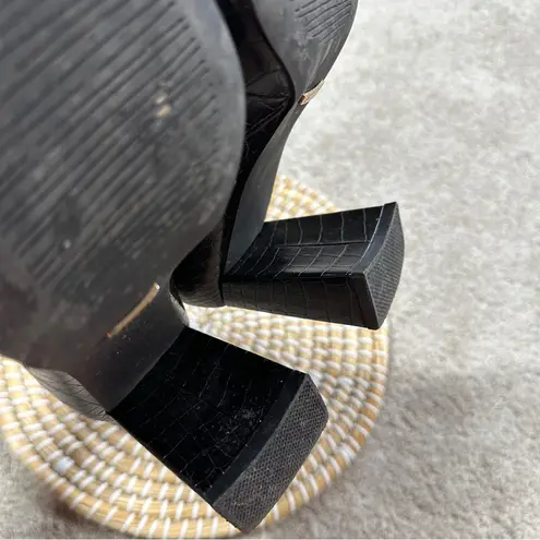 Billini Women’s Alden Boots Booties Block Heels Zip Side Party in Black Croco 7