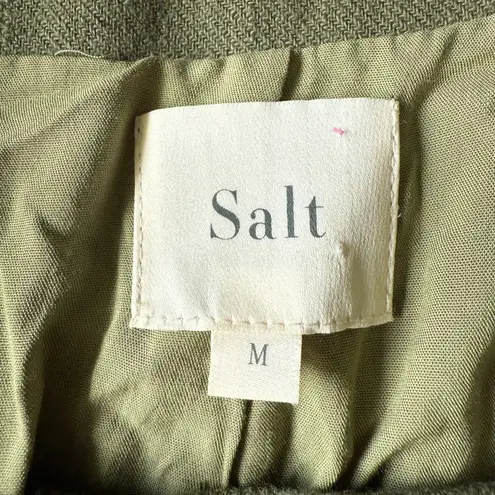 Roolee Salt Puff Sleeve Ramie Cotton Natural Snap Front Belted Modest Dress M Green Size M