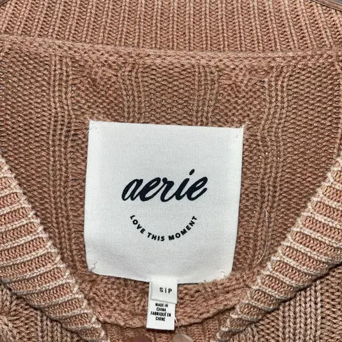 Aeri Women's NWT Cropped Cable Knot Casual Cozy Everyday Sweater Size Small Brown