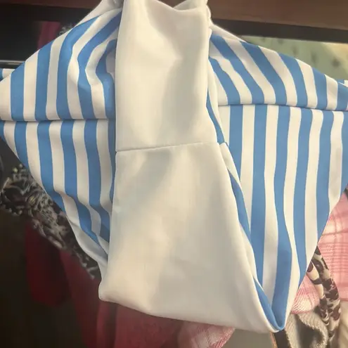 Striped Blue/White Bikini Bottoms M Nautical Beach Summer Vacation Resortwear Blue Size M