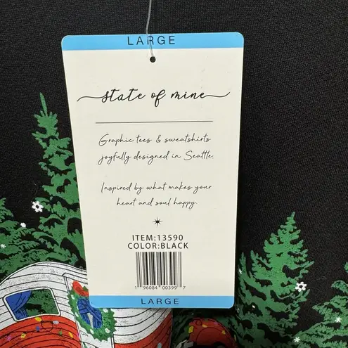 State of Mine Shirt Women Black Holiday Christmas Camper Woods Casual Top Size L