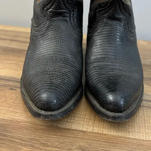 African Brand Leather Ornate Design Cowboy Boots Black Vintage 90s Women’s Size 6