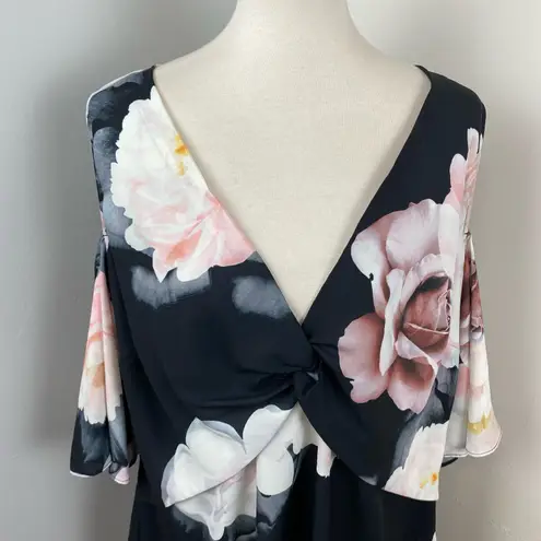 City Chic Black Floral Austin Floral Blouse Top Medium 18 Plus Size NEW