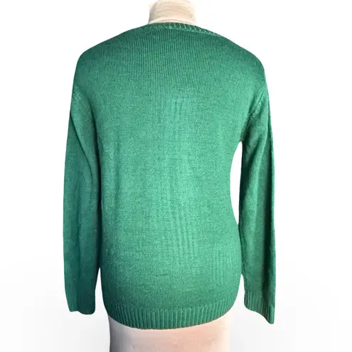 Love by Design Green Fleece Navidad Sheep Knit Christmas Sweater Large Holiday