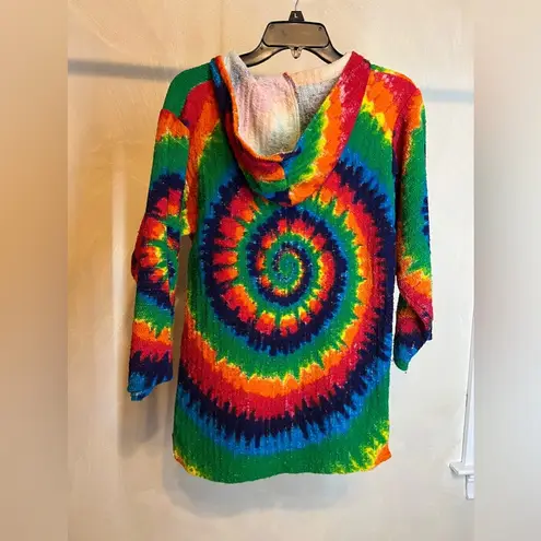 Earth Ragz Tie Dye Pullover Hoodie,Rainbow Colored Swirl|Hippie,Rasta|Size:XS/S