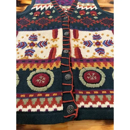 Ivy Wear Christmas Holiday Sweater Button Vest Size Large Cabinecore Art To Wear