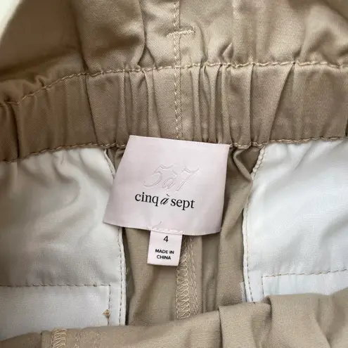 Cinq à Sept Cinq a Sept Braxton twill high-waist belted ruffled khaki shorts size 4 small