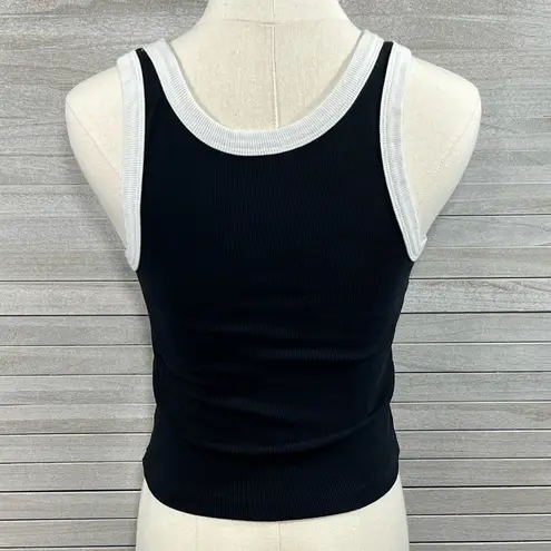 Full Tilt  Tank Top Cropped Sporty "New York" Black/White-Medium