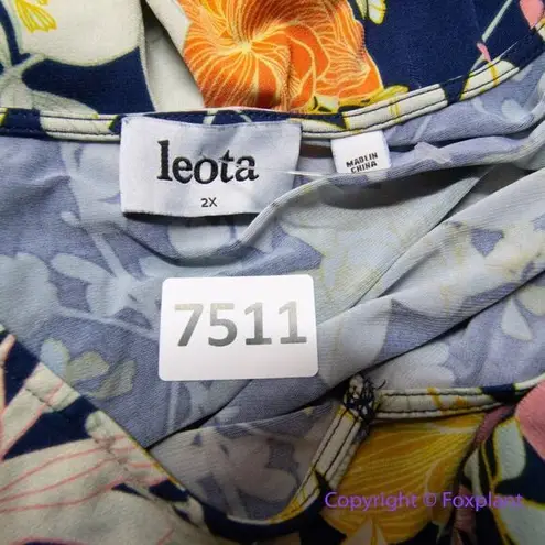 Leota Women's Short Sleeve Zoe Dress in Ginkgo Multi, size 2X