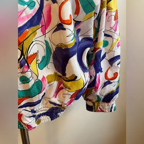 Lavon Vintage 90s Colorful Abstract Print Windbreaker Track Jacket Women Large