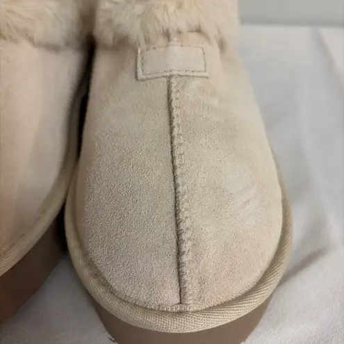 Joyspun Women’s New! Beige Suede Platform Clog Slippers Size 8 Tan