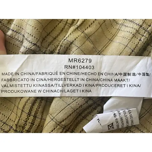 Moon River XS plaid check tiered ruffle midi dress yellow black