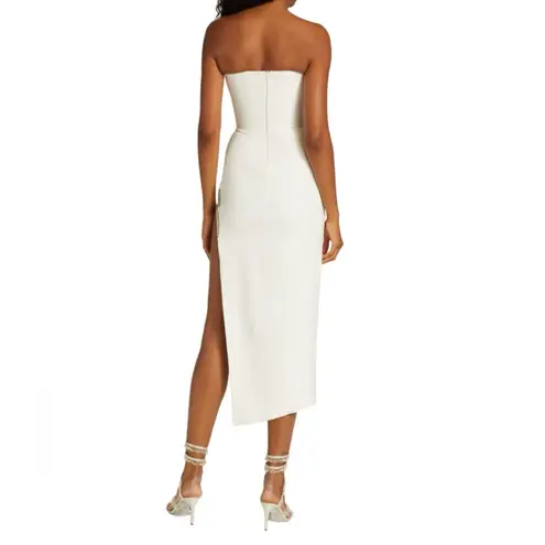 DAVID KOMA Glass Embellished Strapless Crystal Trim Dress, Size 2 New w/Tag White