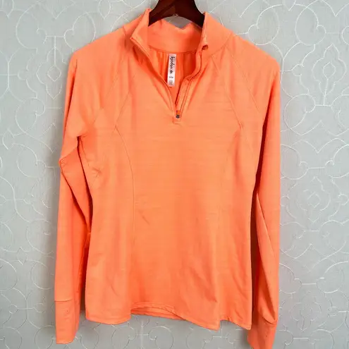 Kyodan  Womens Sweatshirt Medium Orange Thumb Holes Chevron 1/4 Zip Pullover