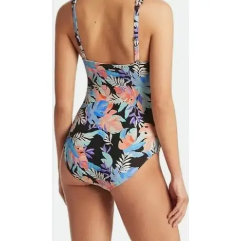 Sea Level Australia Botanica Spliced One Piece Floral Swimsuit Size US 4 NEW Black