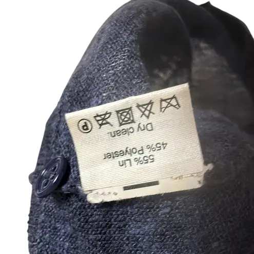 J.Crew Navy Blue Linen Blend Knit Button Front V