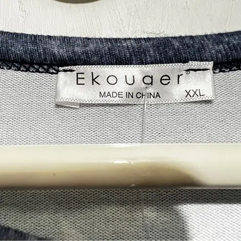 Ekouaer White Star Print Long Sleeve Sleep Shirt Women's Size XXL new : Box LO3: Blue